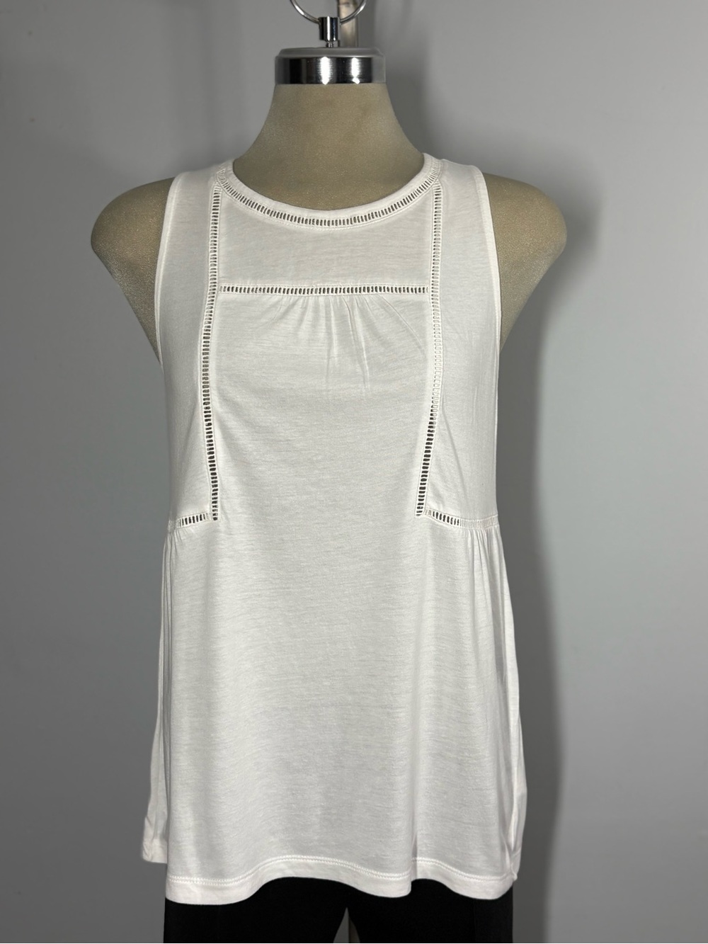 Old Navy White Tank Top with Eyelet Trim